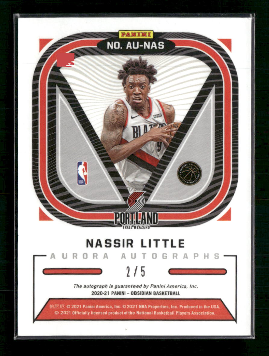 Nassir Little 2020-21 Panini Obsidian #AU-NAS Aurora Autographs #/5 - Sport Cards
