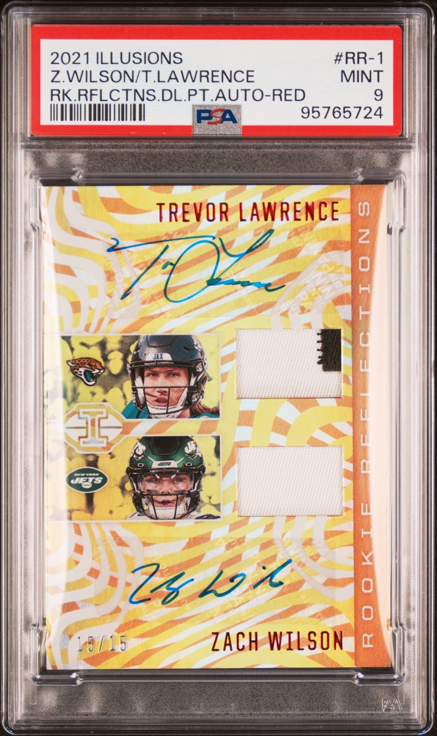 Z Wilson / T Lawrence 2021 Panini Illusions #RR-1 Rk.Rflctns.Dl.Auto-Red PSA 9 - Sport Cards