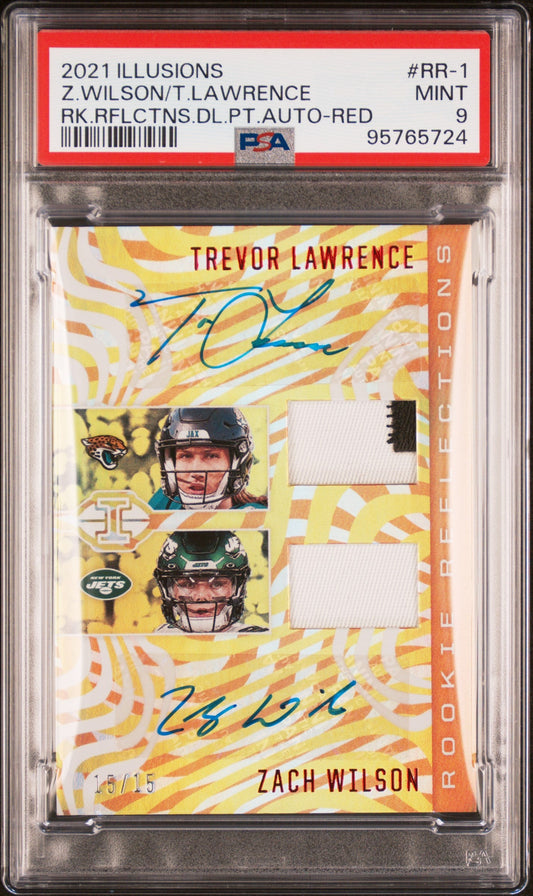 Z Wilson / T Lawrence 2021 Panini Illusions #RR-1 Rk.Rflctns.Dl.Auto-Red PSA 9 - Sport Cards