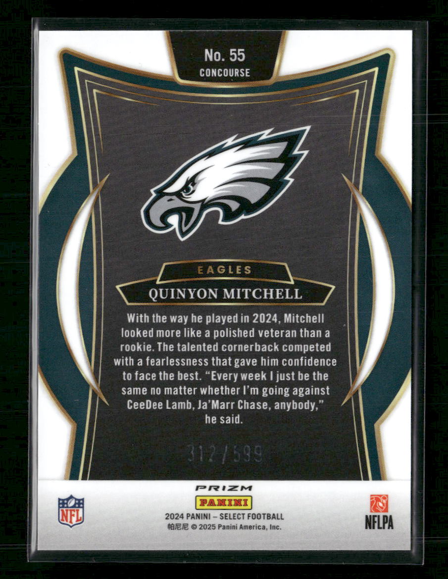 Quinyon Mitchell 2024 Panini Select #55 Neon Green Prizm Shock #/599
