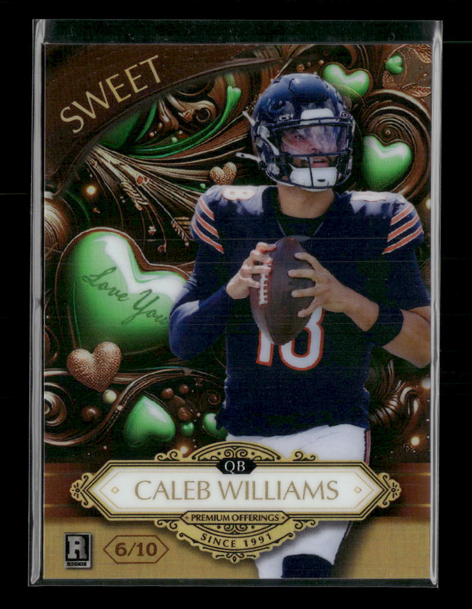 Caleb Williams 2024 Wild Card Sweet Football - Rainbow Green #SWTDK-CW /10