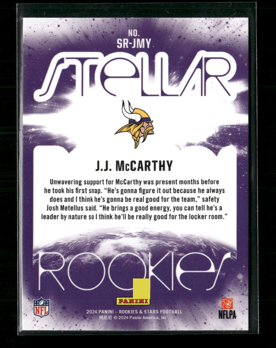 J.J. McCarthy 2024 Panini Rookies & Stars #SR-JMY Stellar Rookies Silver