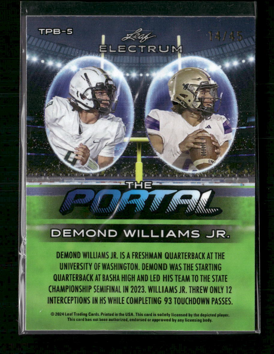 Demond Williams Jr. 2024 Leaf Electrum - The Portal Sparkle Bronze #TPB-5 #/45