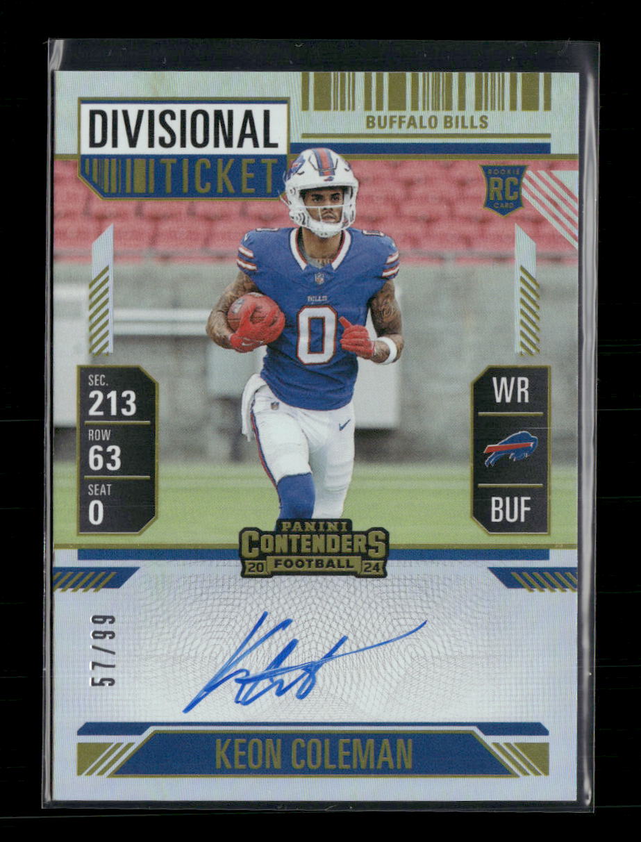 Keon Coleman 2024 Panini Contenders #117 Divisional Ticket #57/99