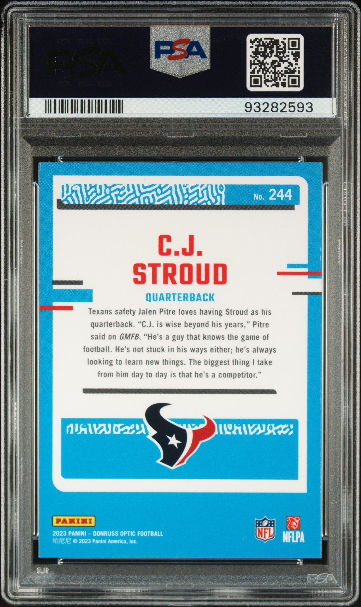 Cj Stroud 2023 Panini Donruss Optic #244 PSA 10