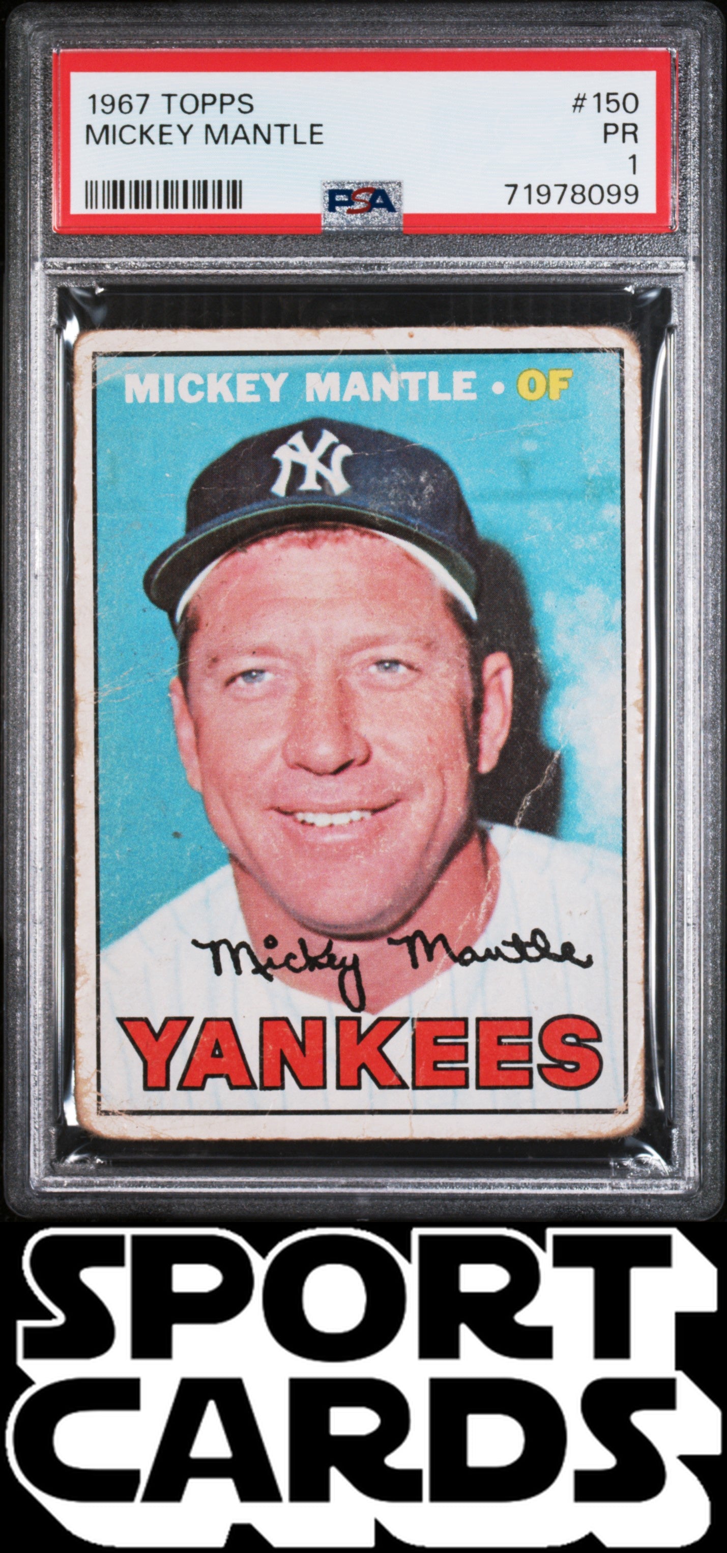 1967 Topps #150 Mickey Mantle PSA 1 SportCards.com