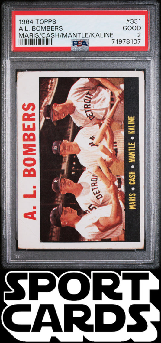 1964 Topps #331 A.L. Bombers Maris/Cash/Mantle/Kaline PSA 2 SportCards.com