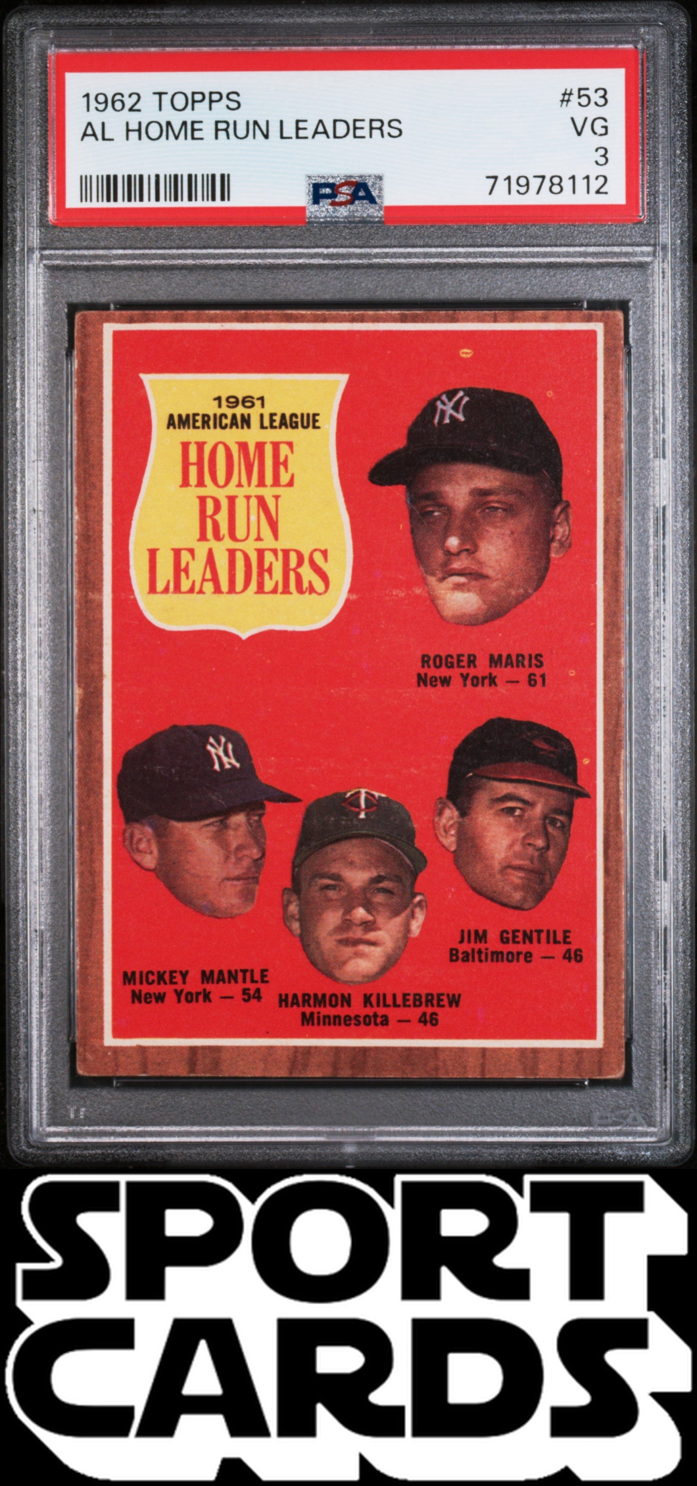 1962 Topps #53 Al Home Run Leaders PSA 3 SportCards.com