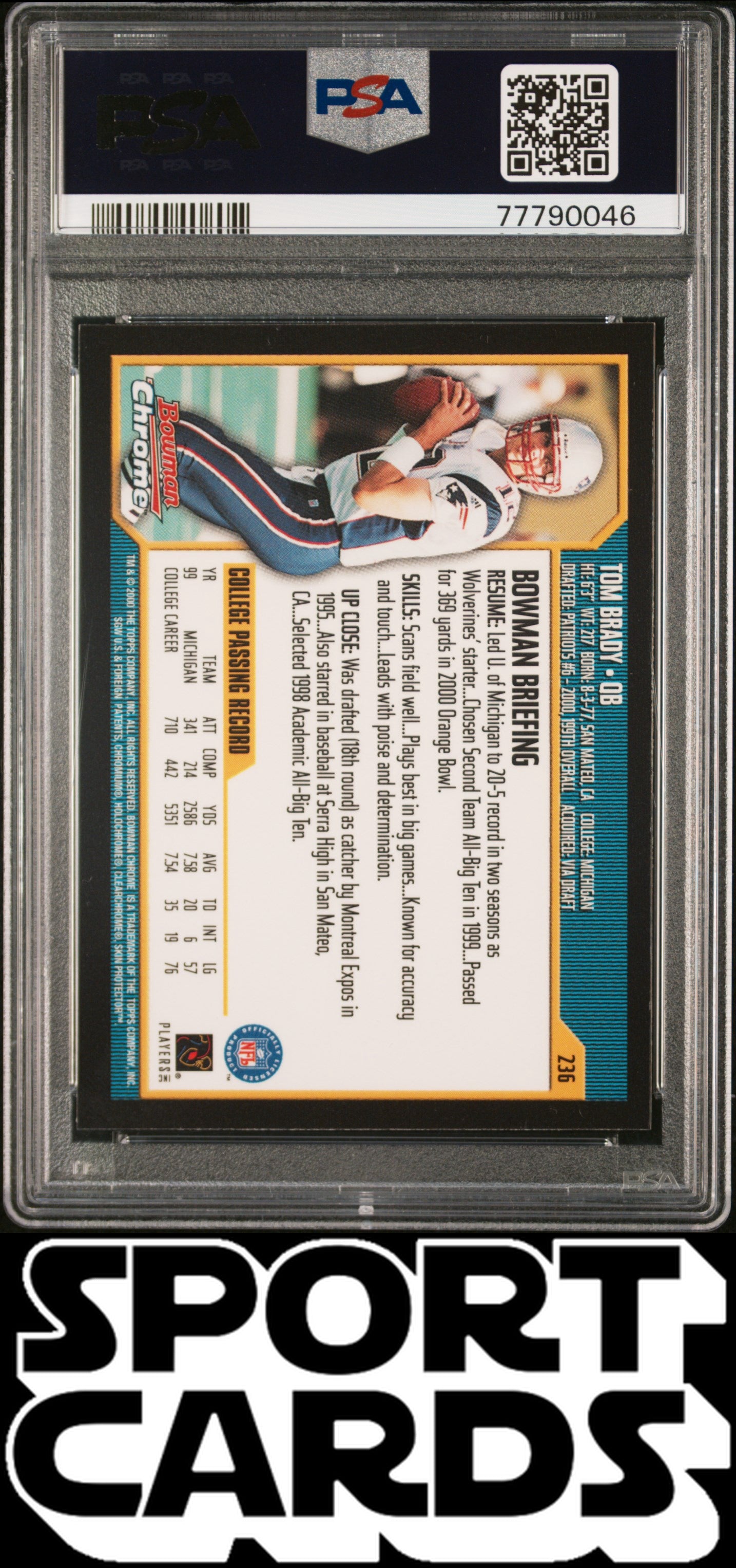 2000 Bowman Chrome #236 Tom Brady PSA 9 SportCards.com