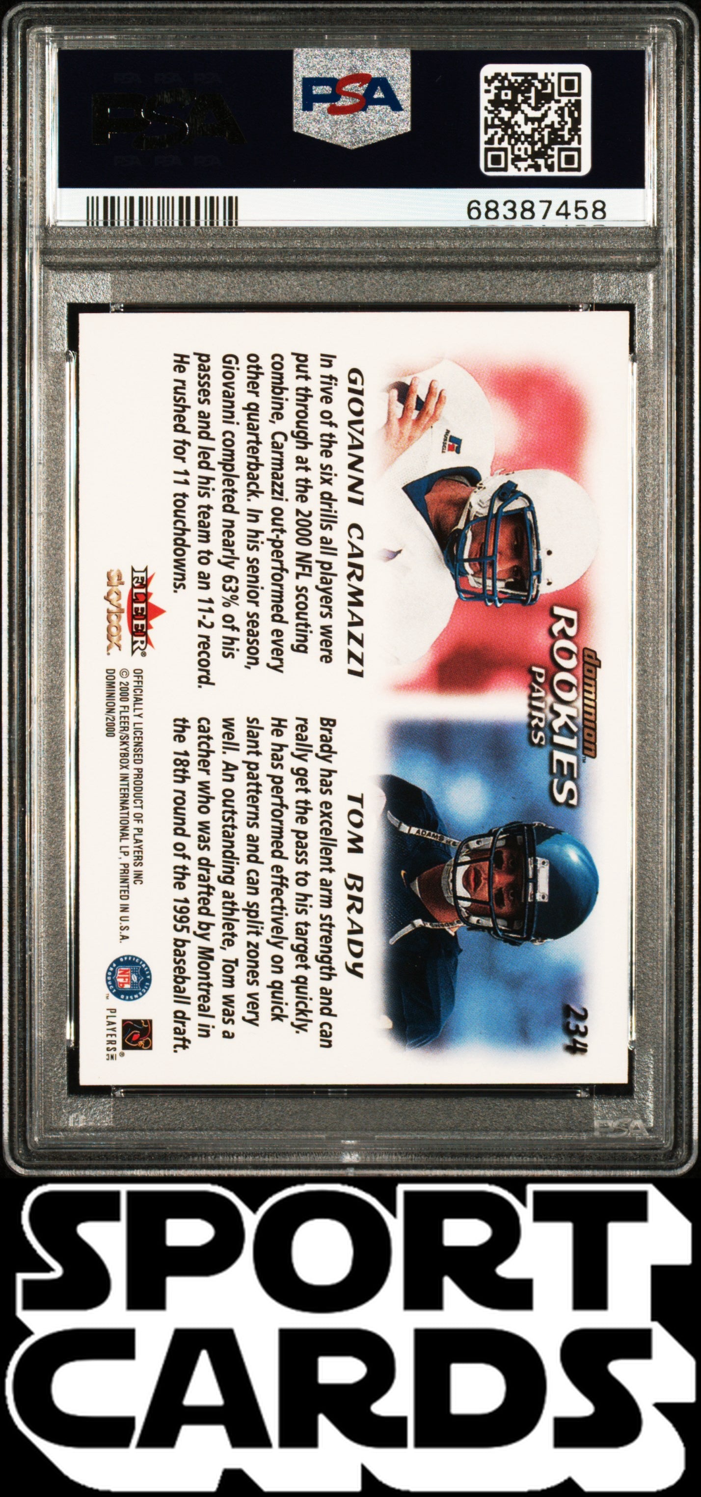 2000 Skybox Dominion #234 G.Carmazzi/T.Brady PSA 9 SportCards.com