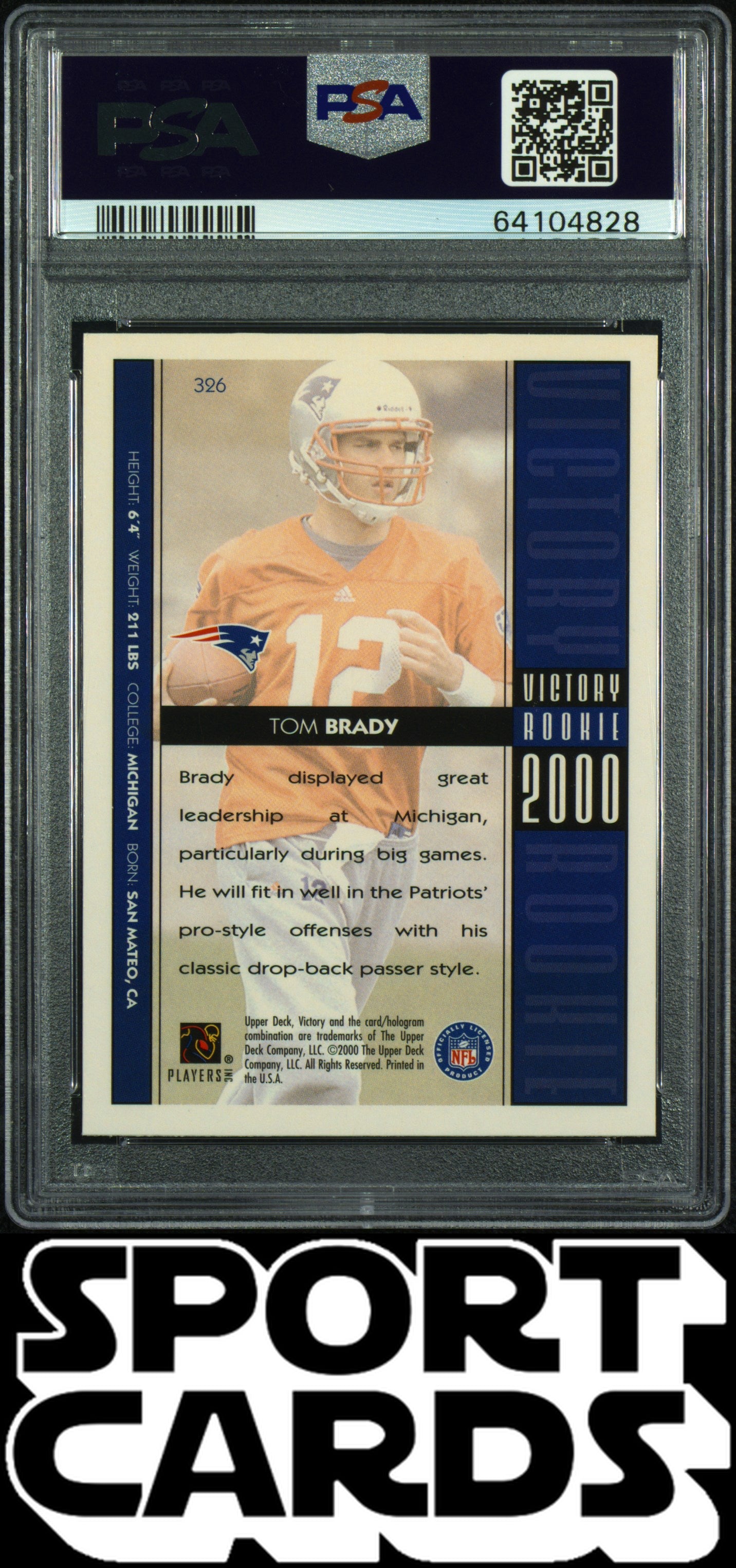 2000 Victory #326 Tom Brady PSA 9 SportCards.com