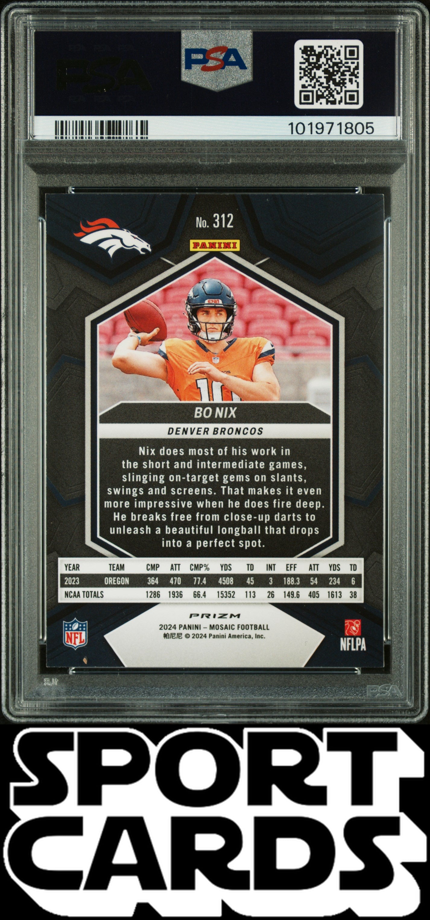 2024 Panini Mosaic #312 Bo Nix Genesis PSA 10 SportCards.com