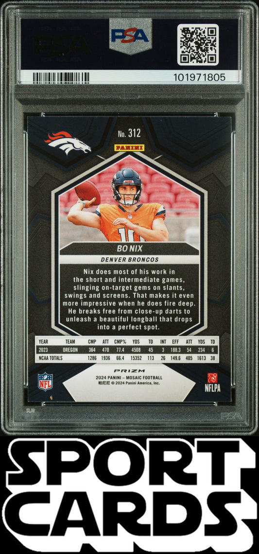 2024 Panini Mosaic #312 Bo Nix Genesis PSA 10 SportCards.com