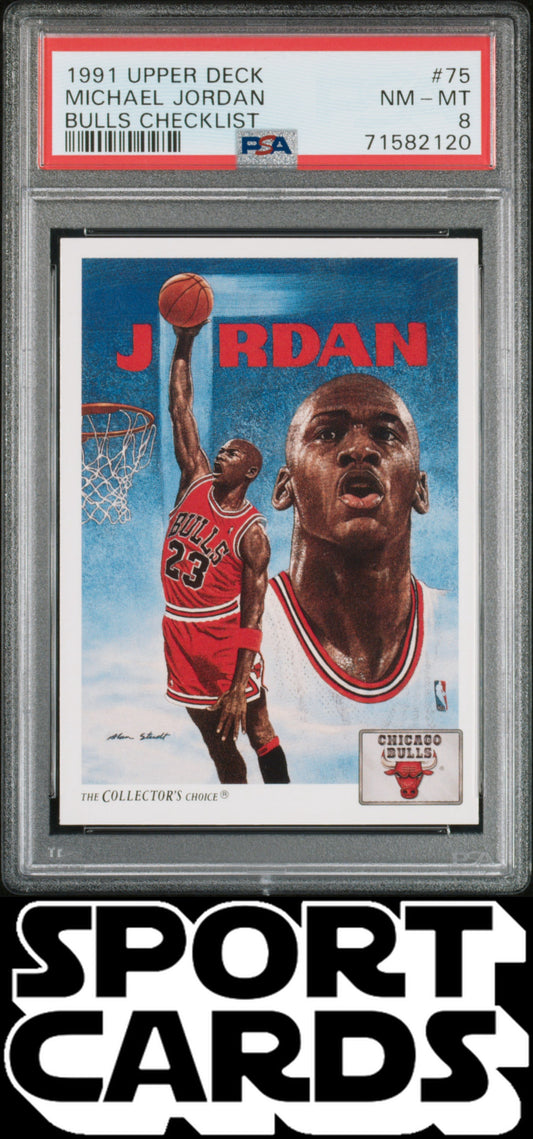 1991 Upper Deck #75 Michael Jordan Bulls Checklist PSA 8 SportCards.com