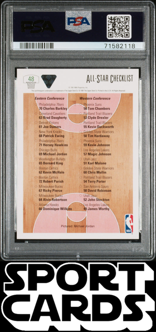 1991 Upper Deck #48 Michael Jordan All-Star Checklist PSA 9 SportCards.com