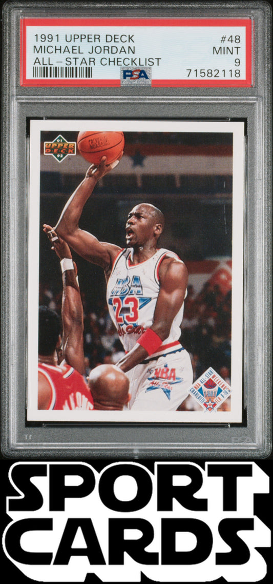 1991 Upper Deck #48 Michael Jordan All-Star Checklist PSA 9 SportCards.com