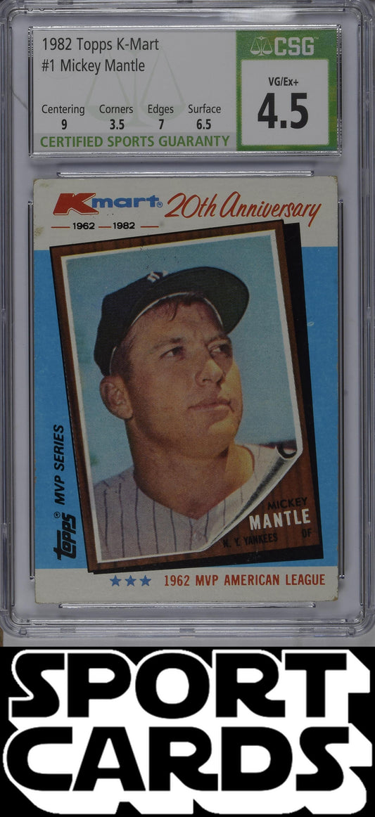 1982 K-Mart #1 Mickey Mantle CSG 4.5 SportCards.com