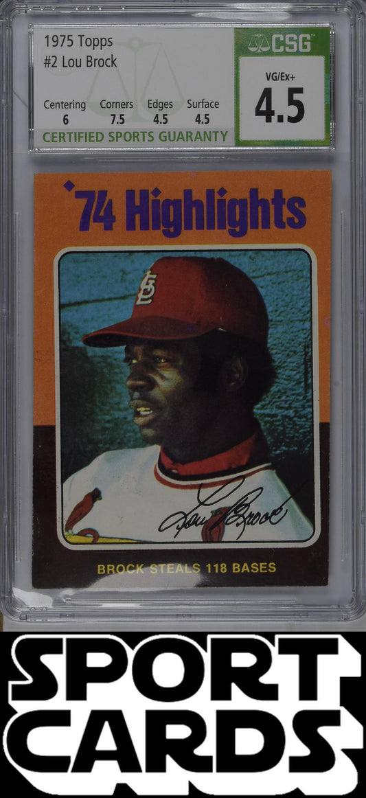 Topps #2 Lou Brock CSG 4.5 SportCards.com