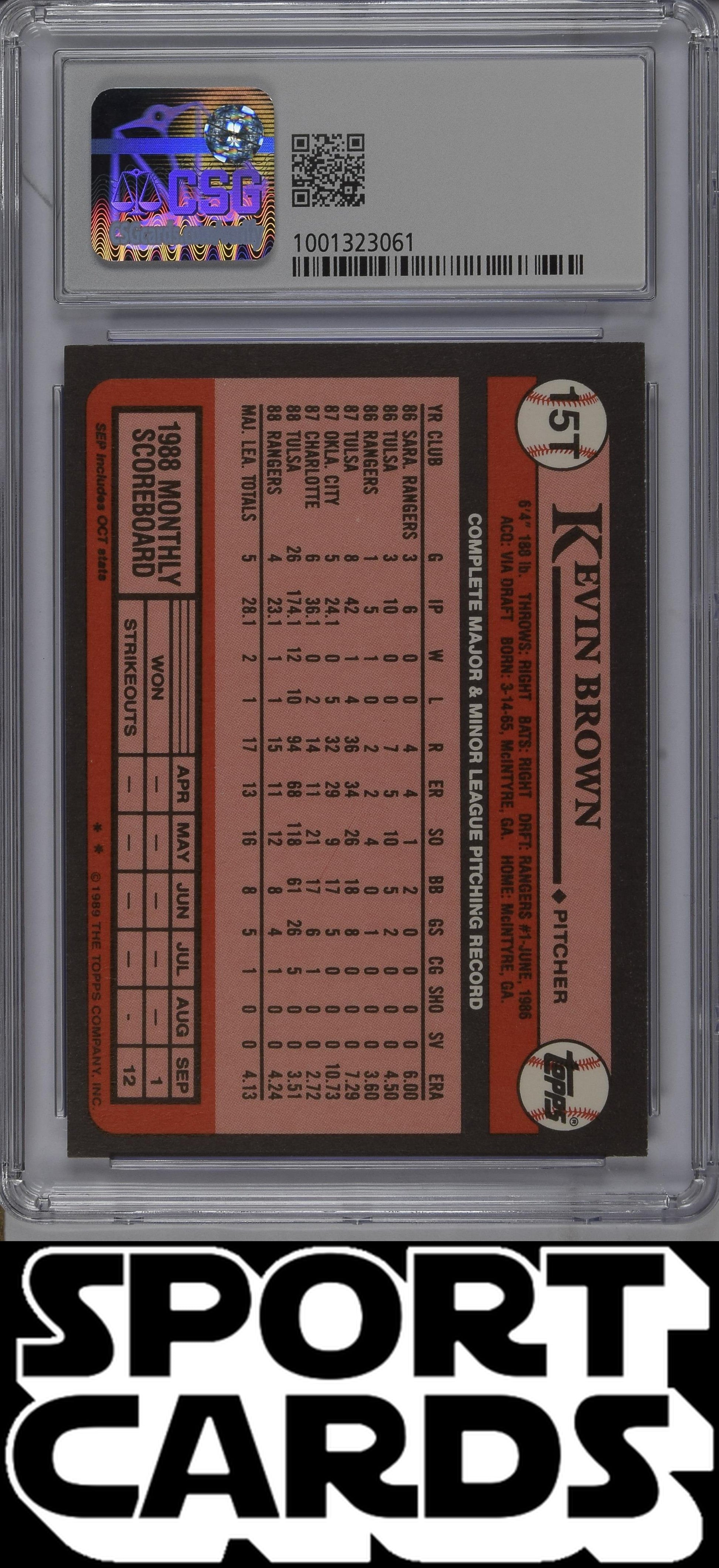 1989 Traded #15T Kevin Brown CSG 8.5 SportCards.com