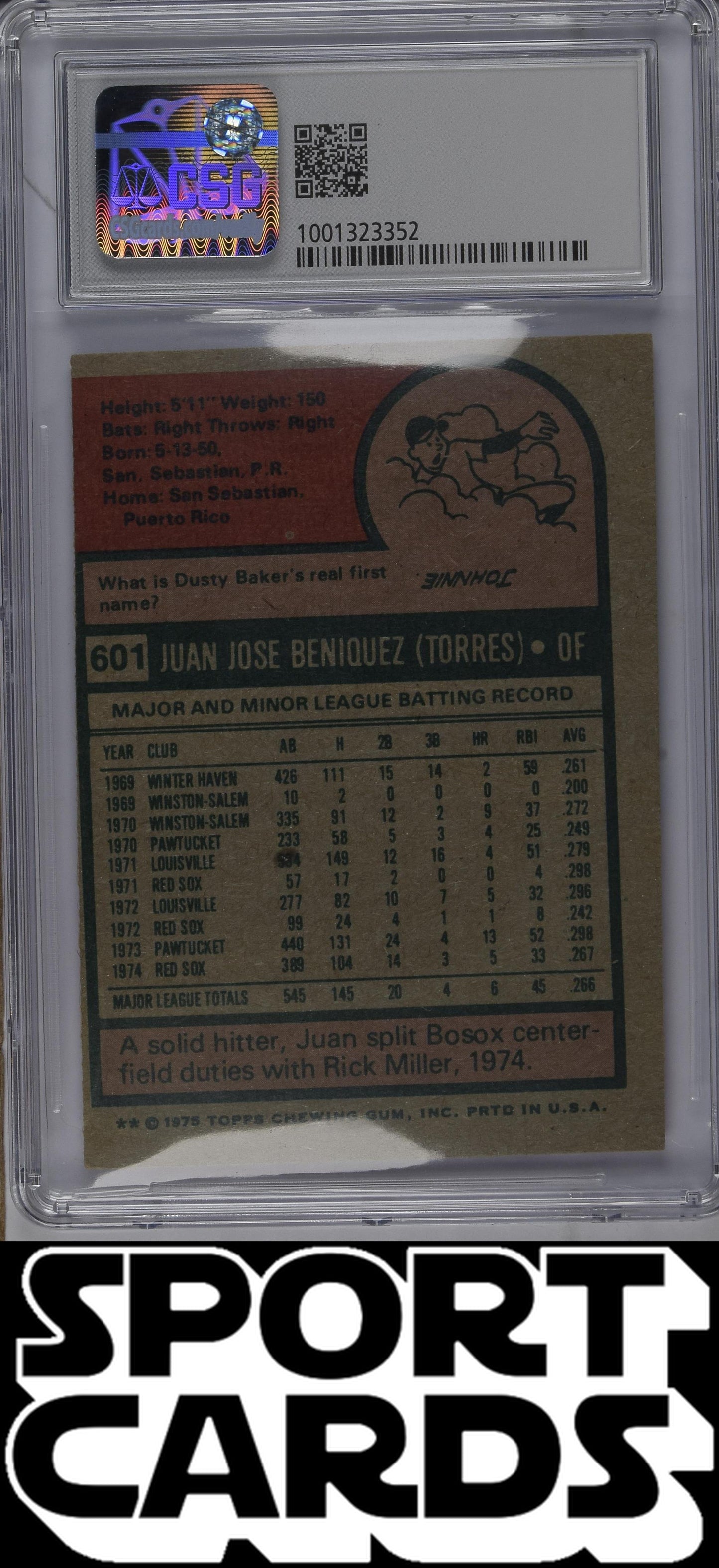 Topps #601 Juan Beniquez CSG 4 SportCards.com