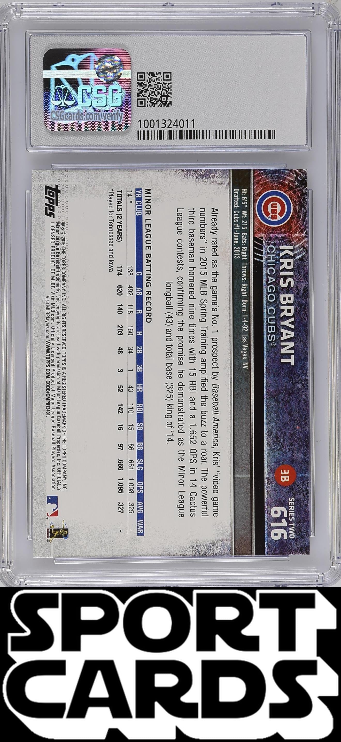 Topps #616 Kris Bryant CSG 9 SportCards.com