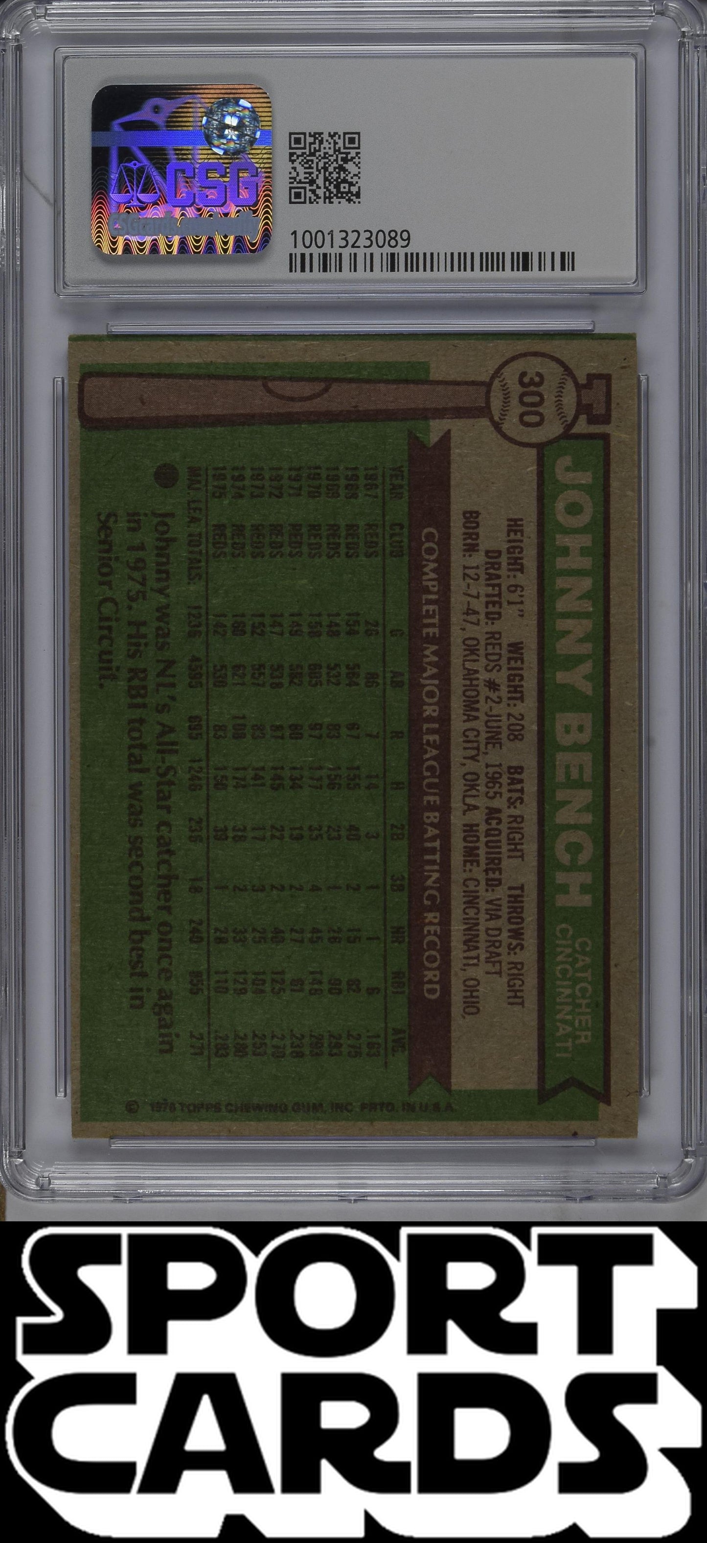 Topps #300 Johnny Bench CSG 5.5 SportCards.com