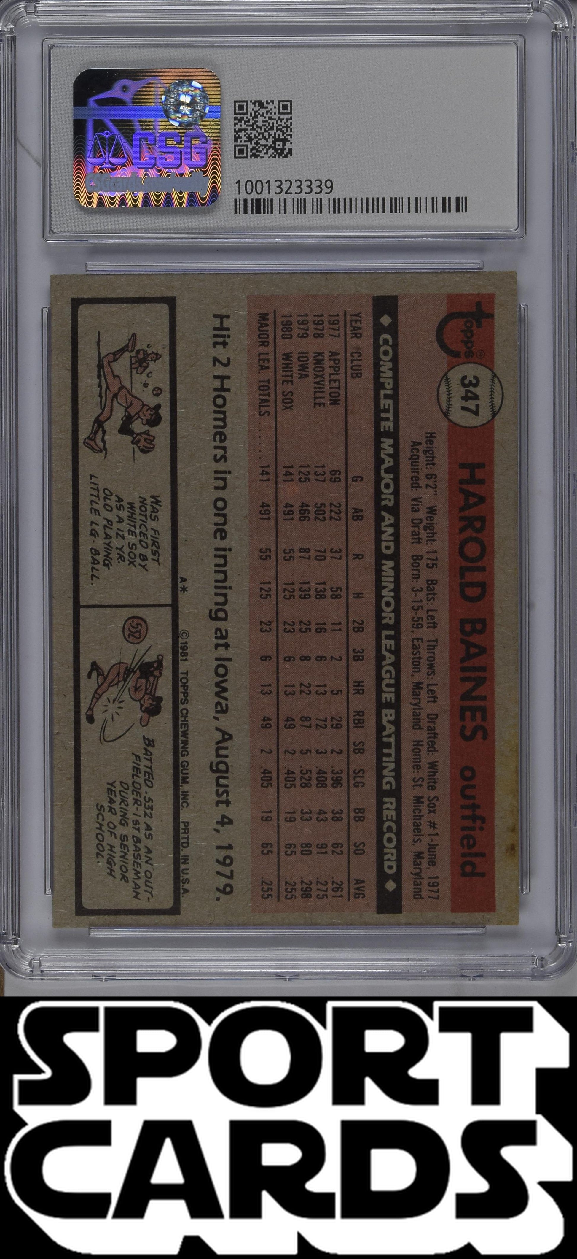 Topps #347 Harold Baines CSG 7 SportCards.com