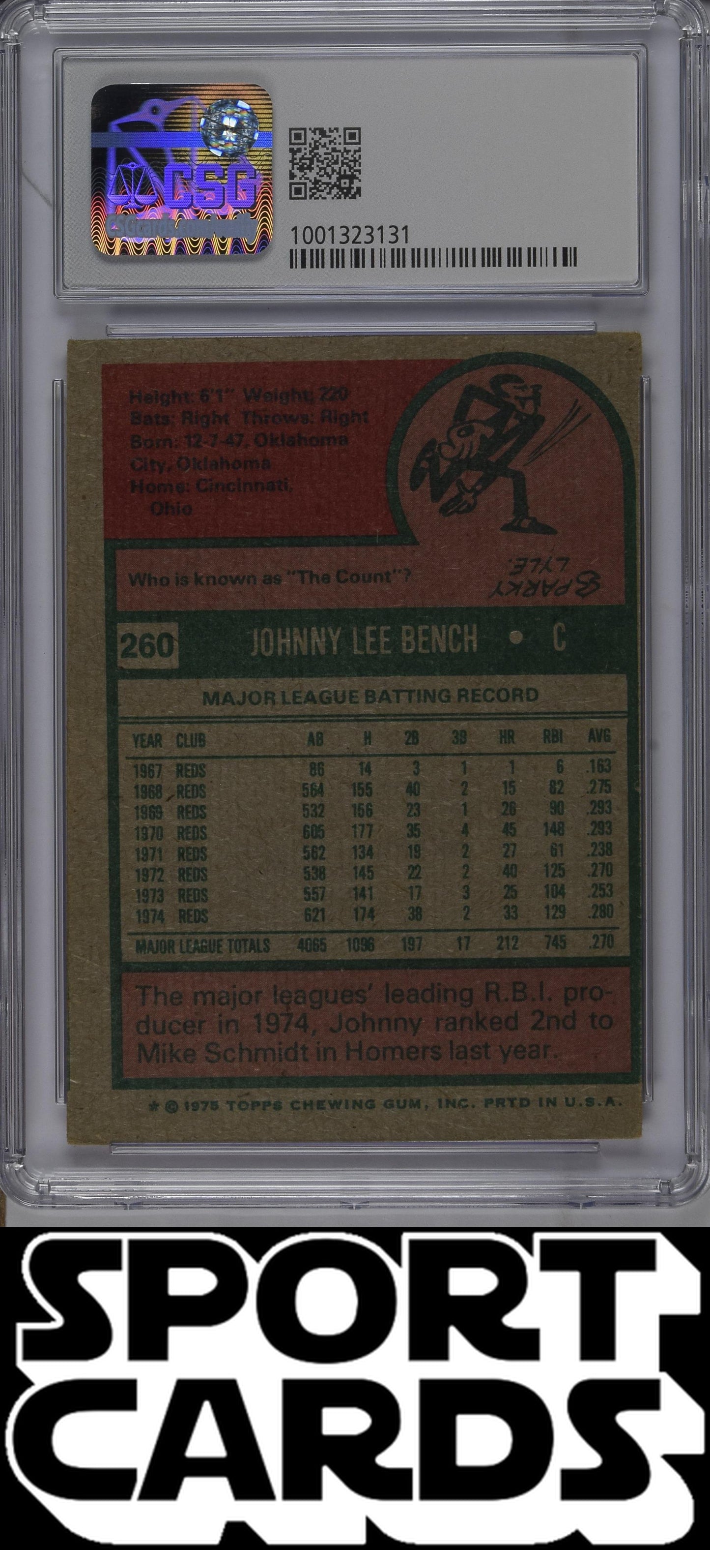 Topps #260 Johnny Bench CSG 3 SportCards.com
