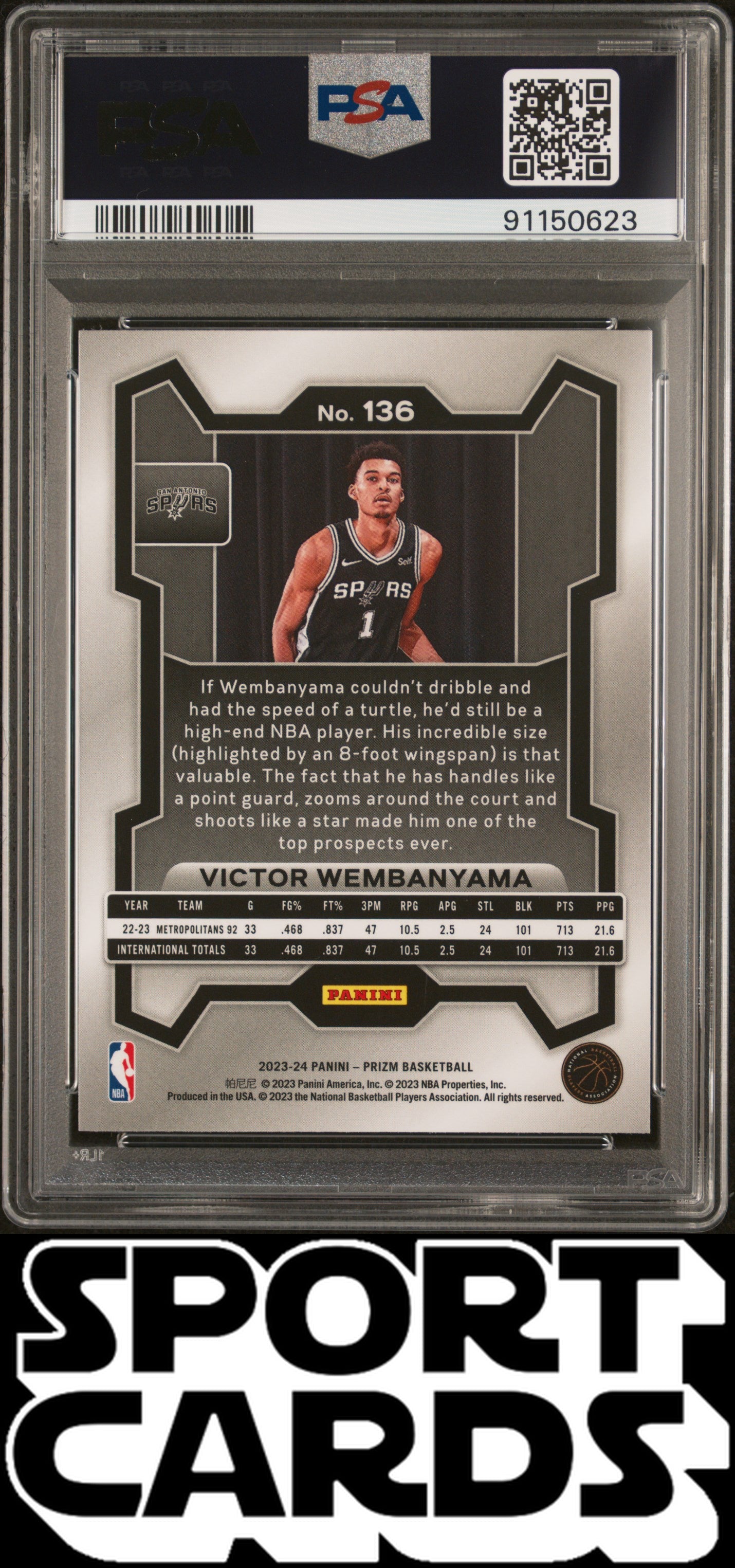 2023 Panini Prizm #136 Victor Wembanyama PSA 10 SportCards.com