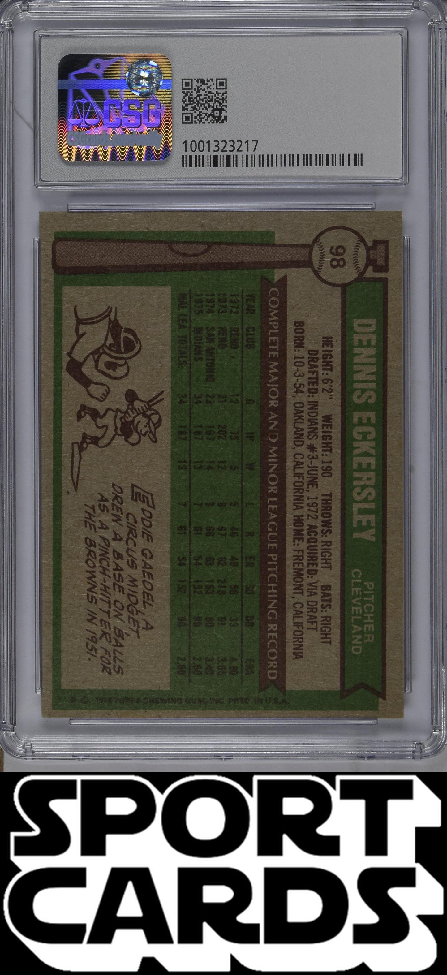 Topps #98 Dennis Eckersley CSG 4 SportCards.com