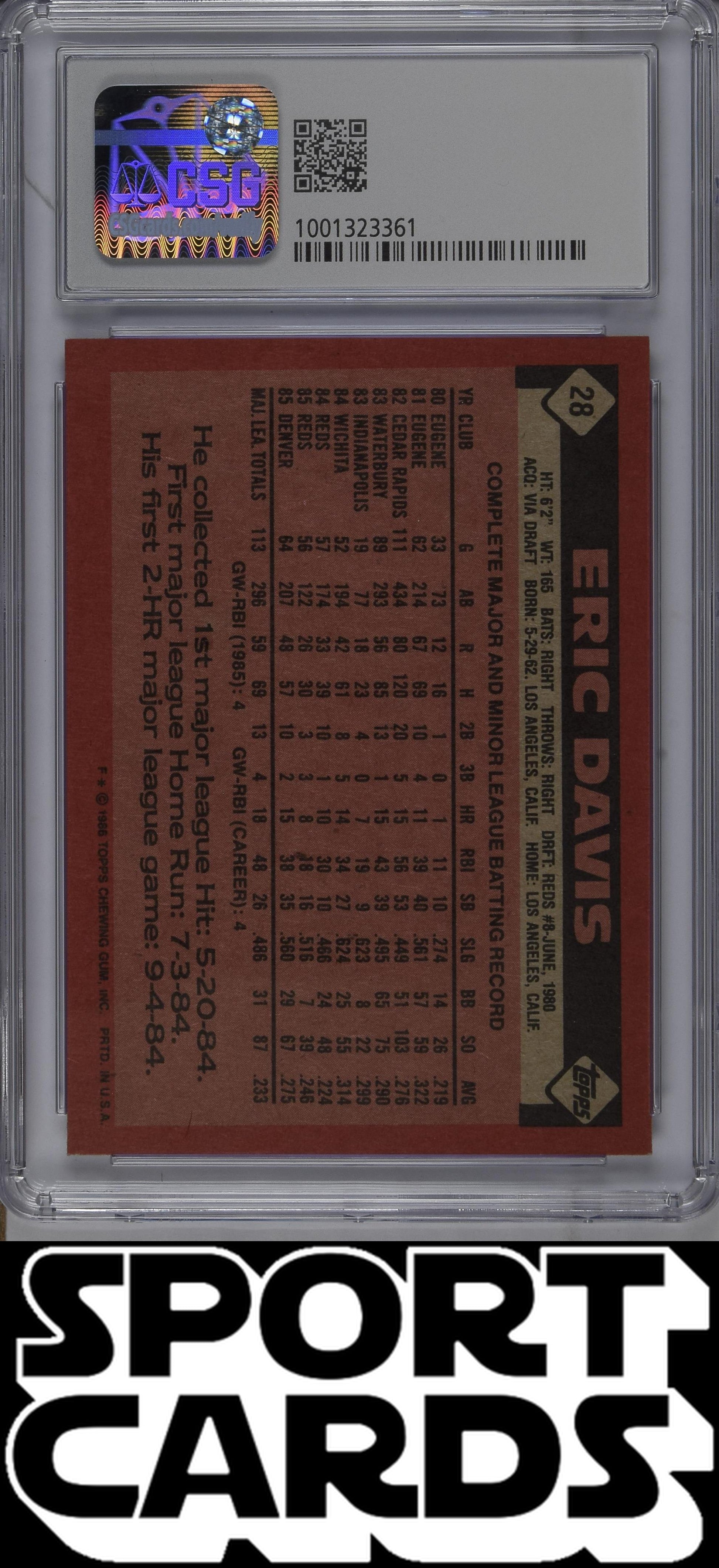 Topps #28 Eric Davis CSG 7 SportCards.com