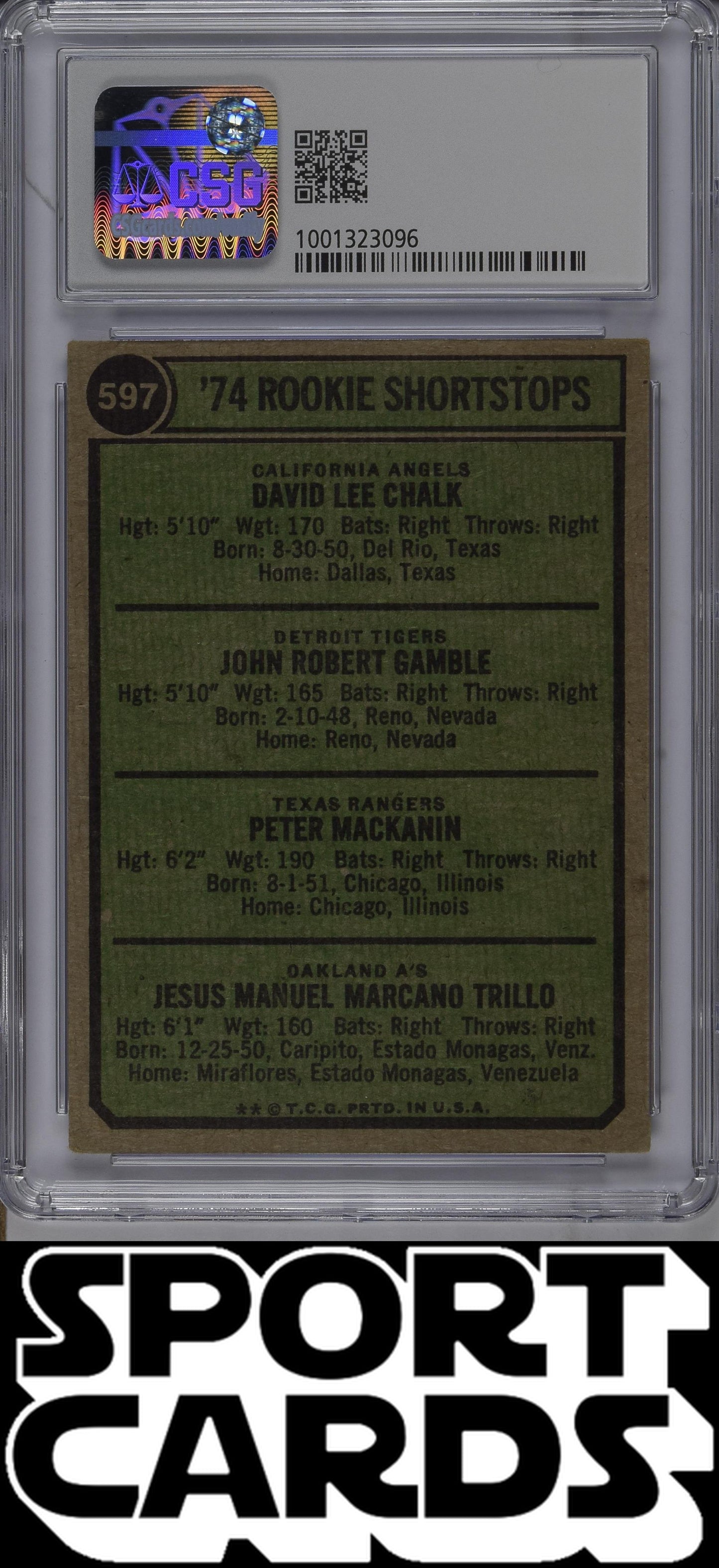 Topps #597 '74 Rookie Shortstops CSG 3.5 SportCards.com
