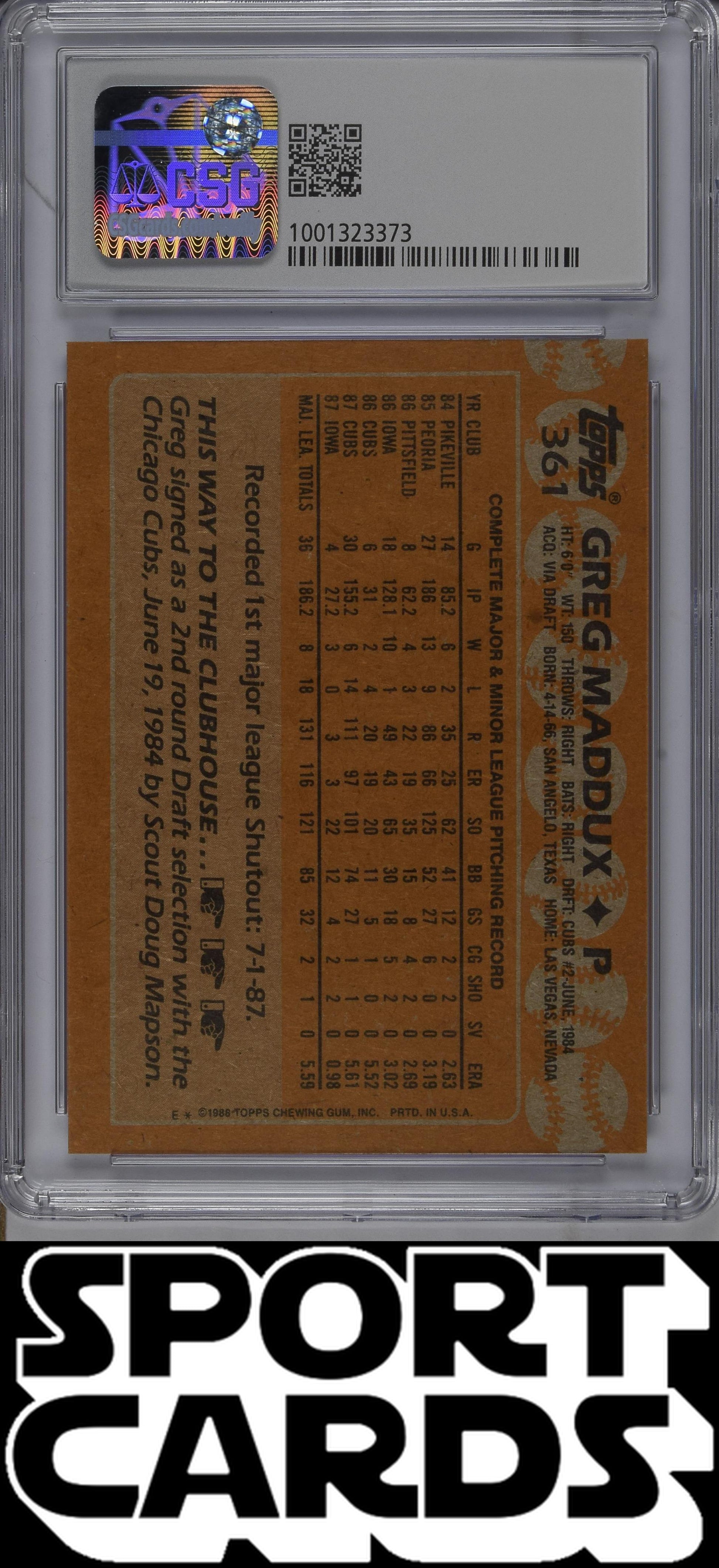 Topps #361 Greg Maddux CSG 7.5 SportCards.com