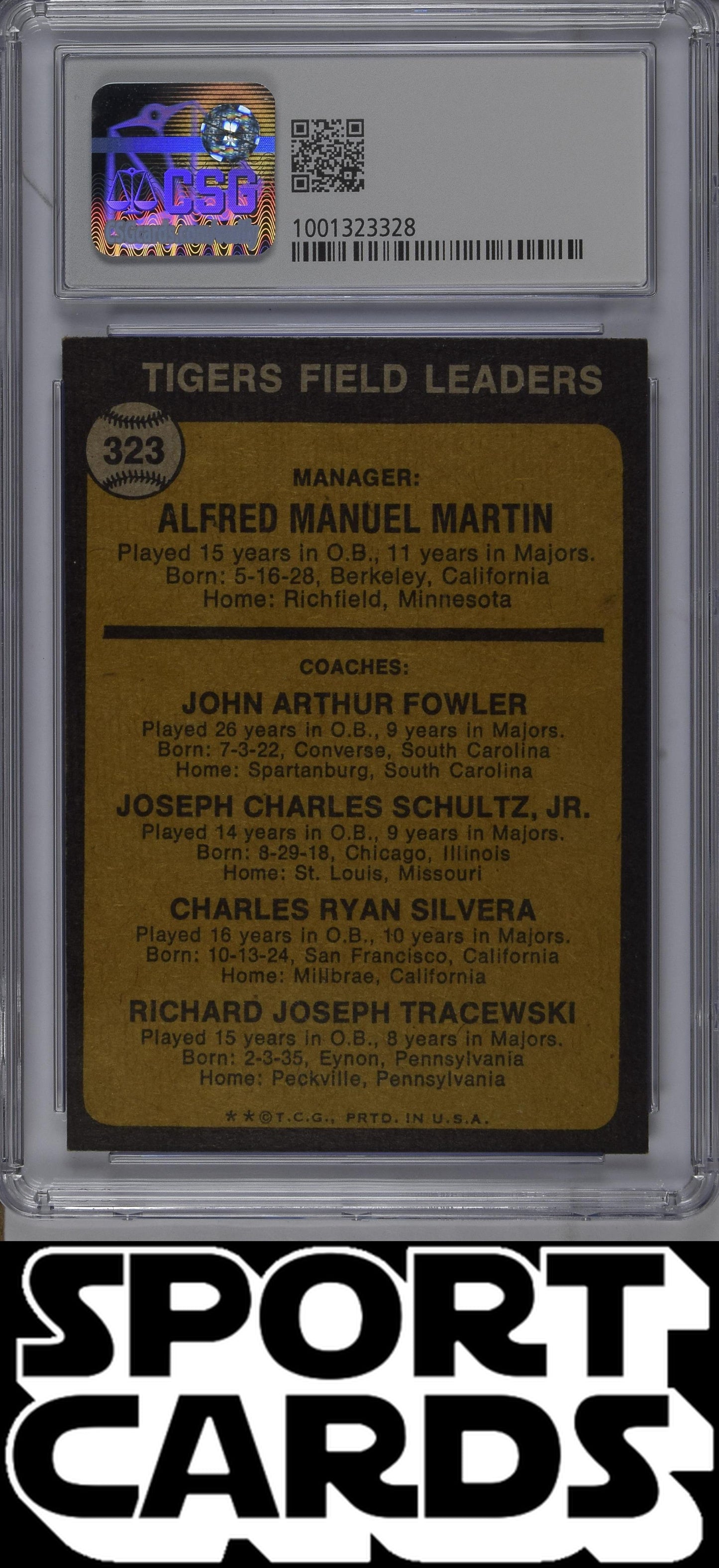 Topps #323 Billy Martin CSG 4.5 SportCards.com
