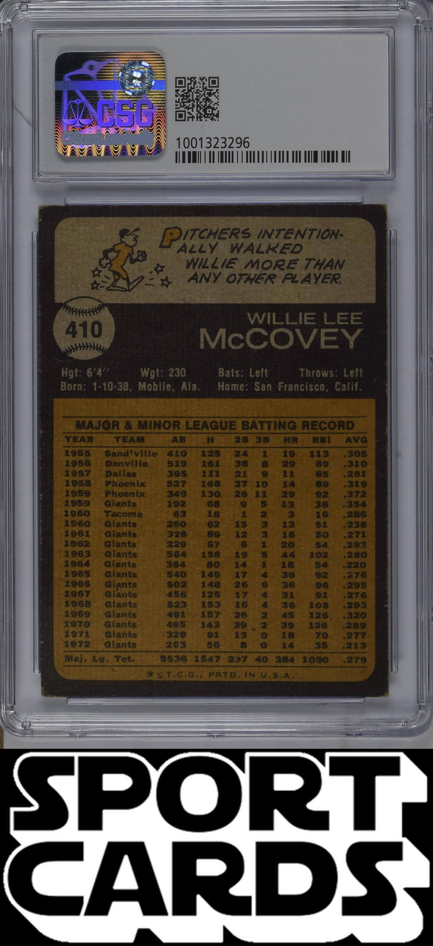 Topps #410 Willie McCovey CSG 3.5 SportCards.com