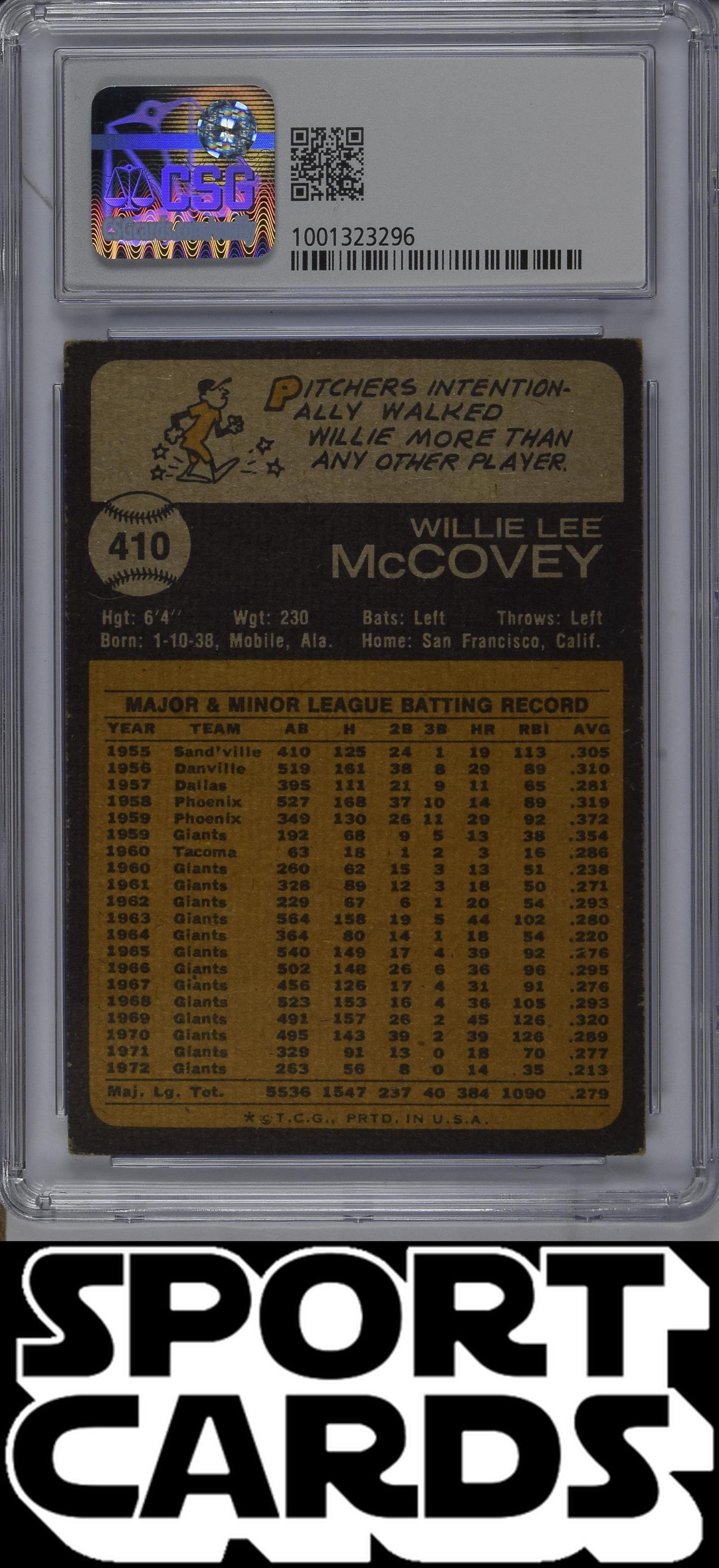 Topps #410 Willie McCovey CSG 3.5 SportCards.com