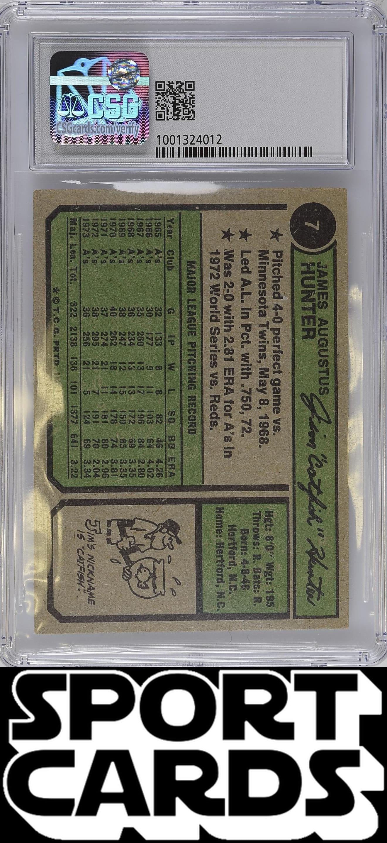 Topps #7 Jim Hunter CSG 5.5 SportCards.com