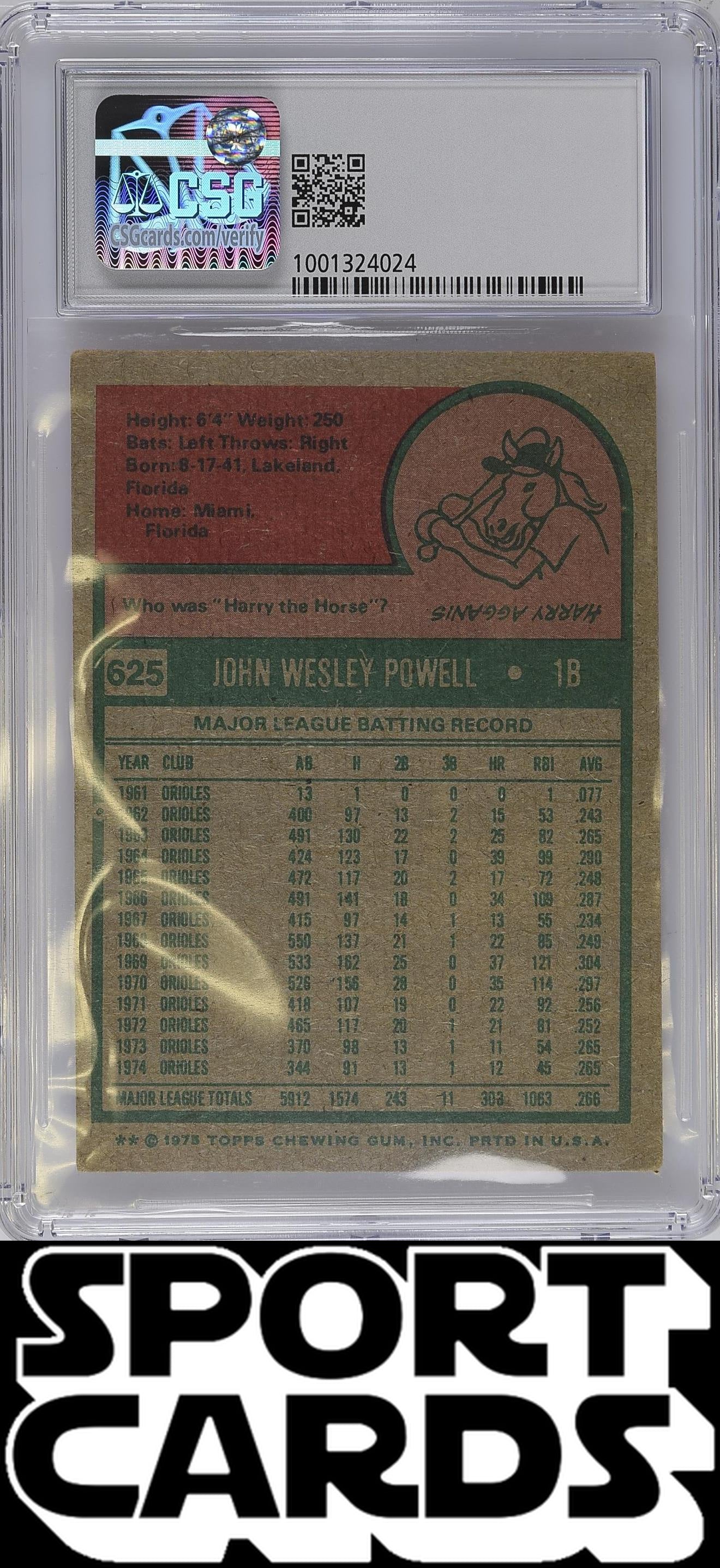Topps #625 Boog Powell CSG 3.5 SportCards.com