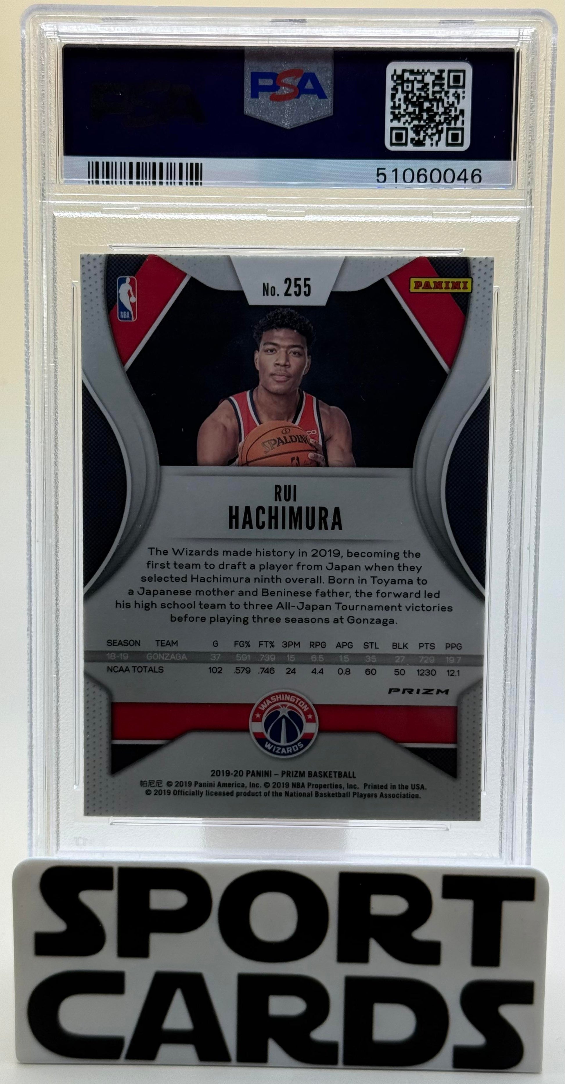 2019 Panini Prizm #255 Rui Hachimura Red/White/Blue Prizm PSA 10 SportCards.com