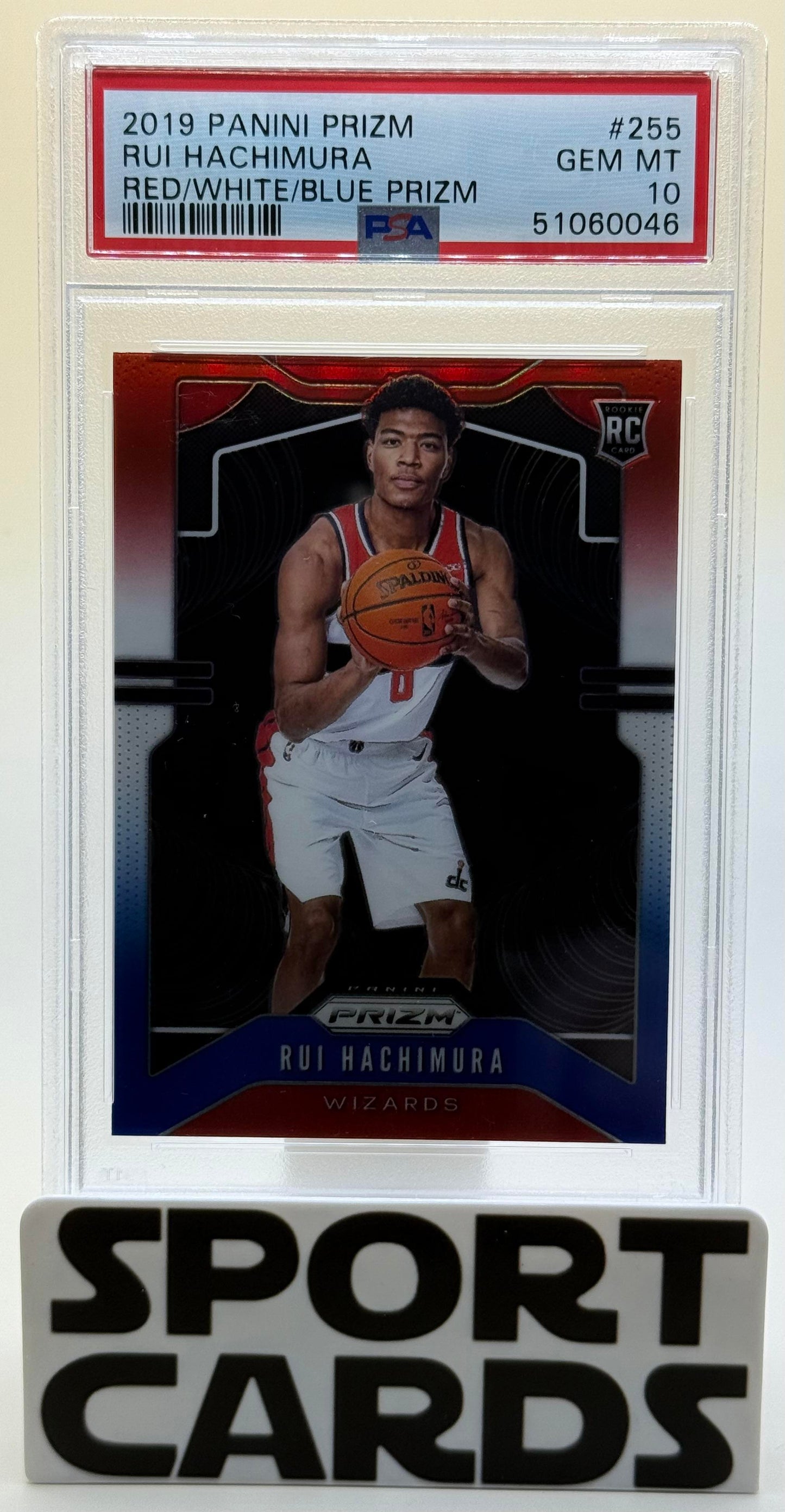 2019 Panini Prizm #255 Rui Hachimura Red/White/Blue Prizm PSA 10 SportCards.com
