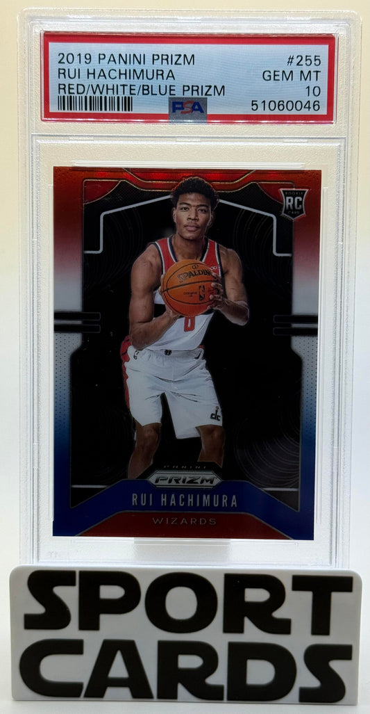 2019 Panini Prizm #255 Rui Hachimura Red/White/Blue Prizm PSA 10 SportCards.com