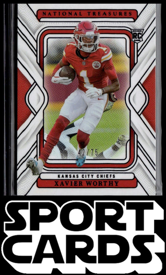2024 Panini National Treasures #50 Xavier Worthy Purple #/75 SportCards.com