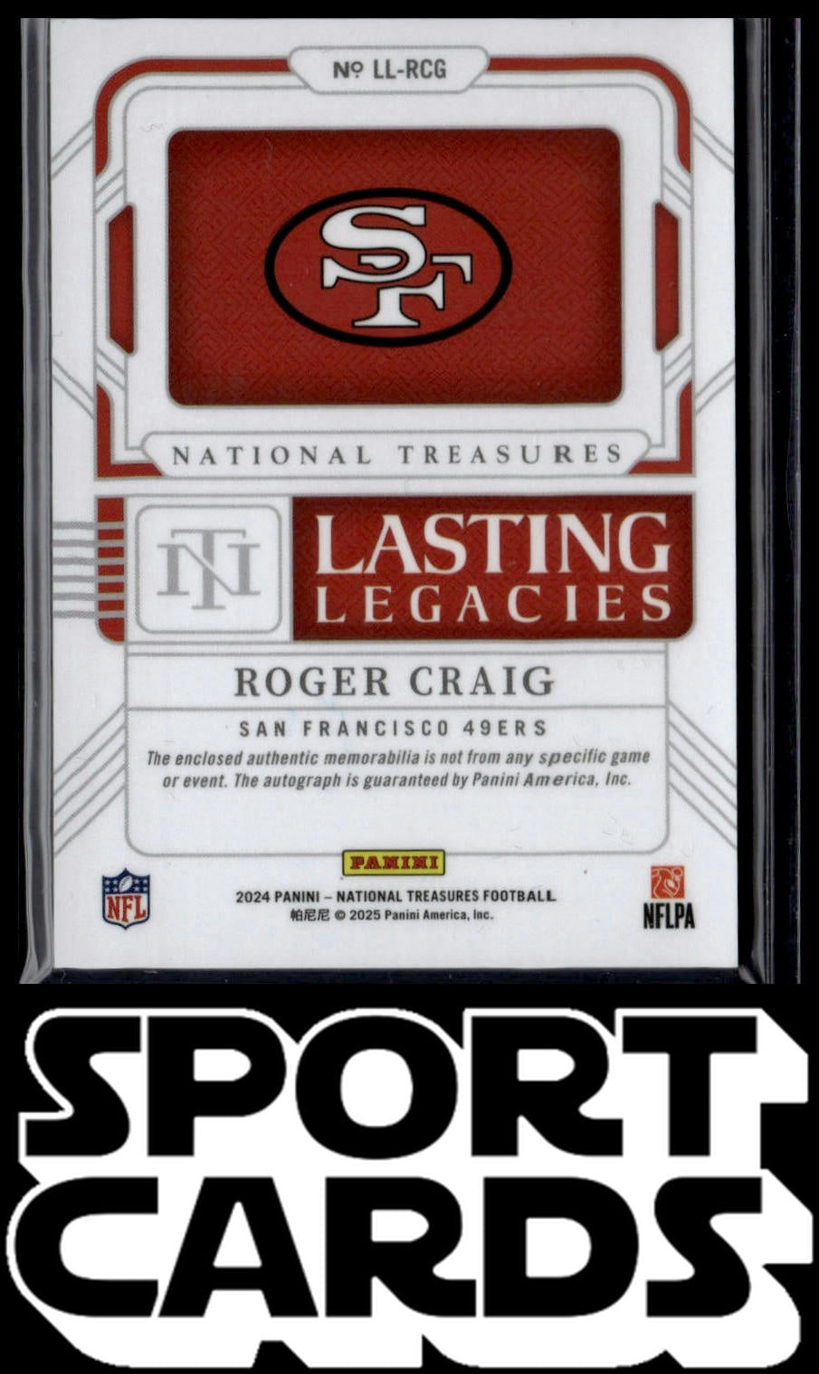 2024 Panini National Treasures #LL-RCG Roger Craig Lasting Legacies #/99