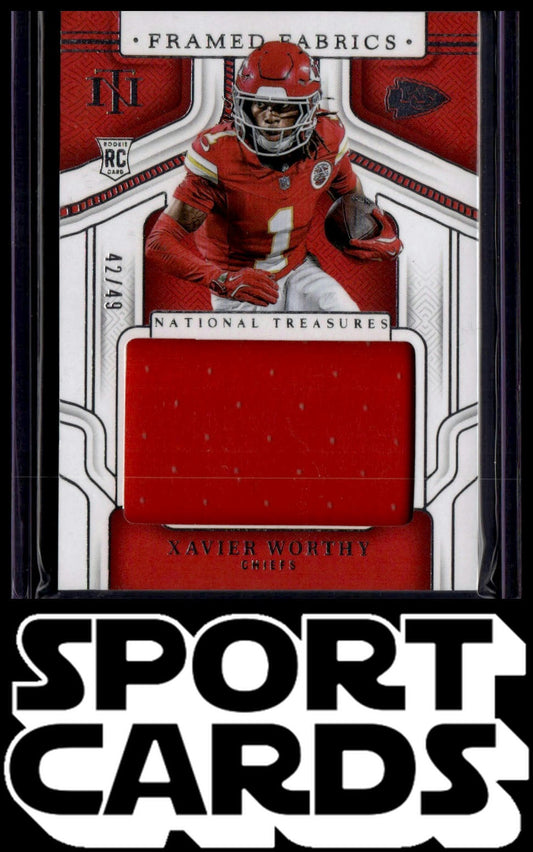 2024 Panini National Treasures #FF-XWY Xavier Worthy Framed Fabric #/49