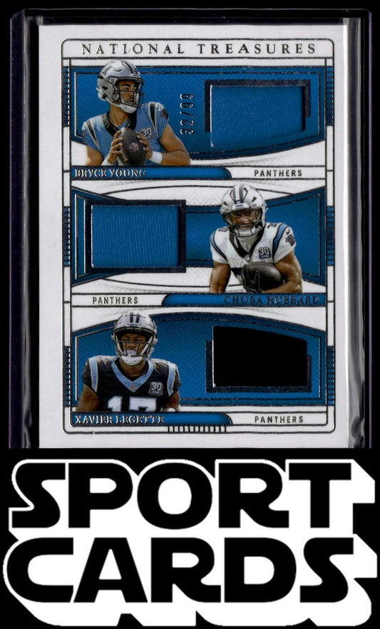 2024 Panini National Treasures #NGT-CAR Young/Hubbard/Legette /99 NFL Gear Trio