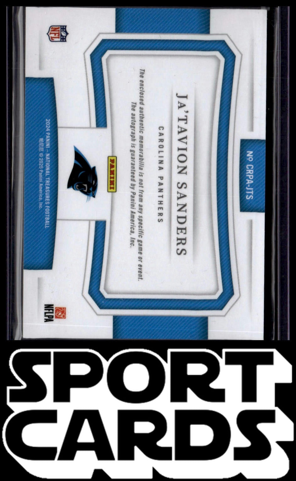 2024 National Treasures #CRPA-JTS Ja'Tavion Sanders Rookie Patch Auto #/99