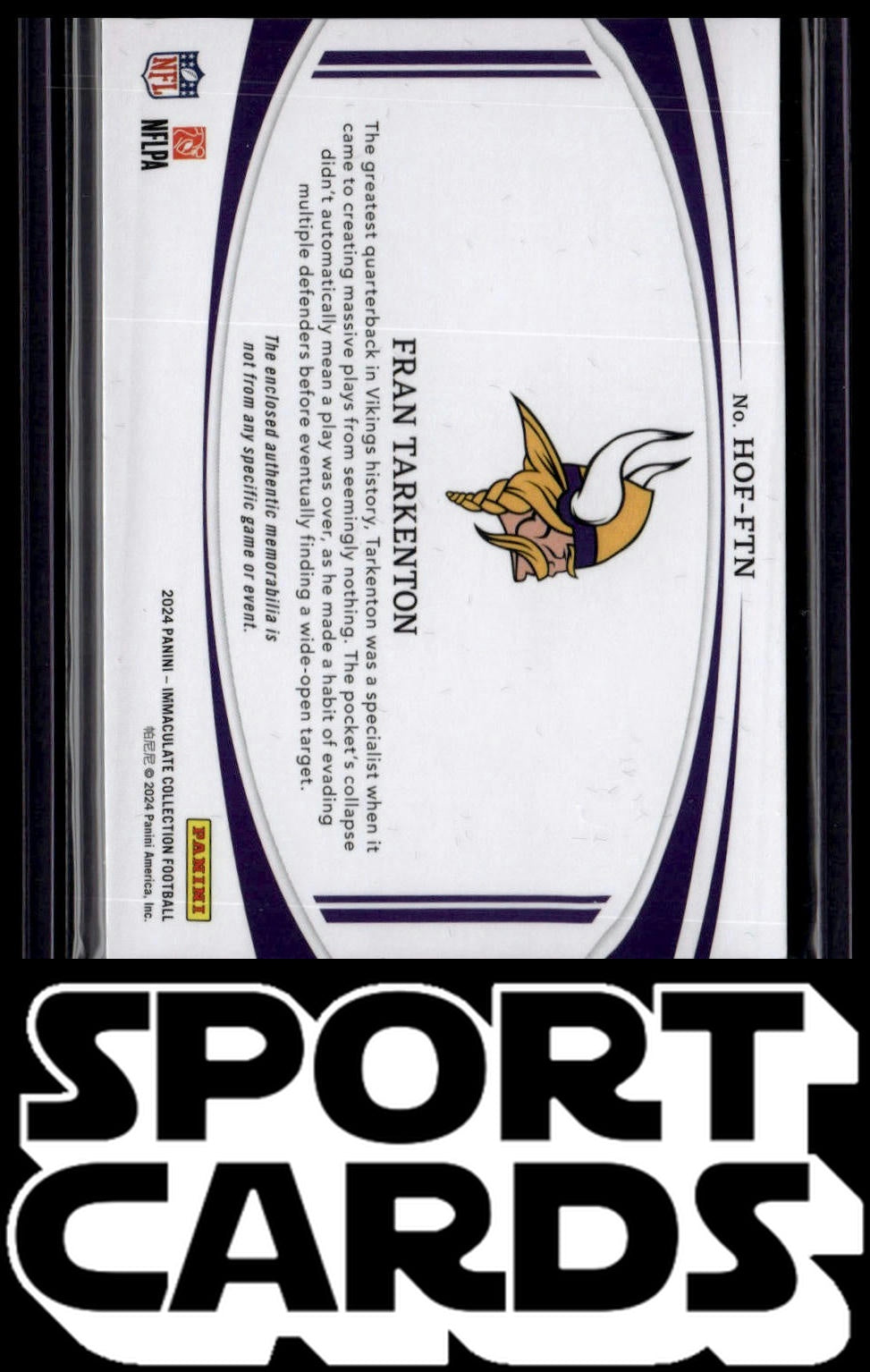 2024 #HOF-FTN Fran Tarkenton Immaculate HOF Jerseys #/49