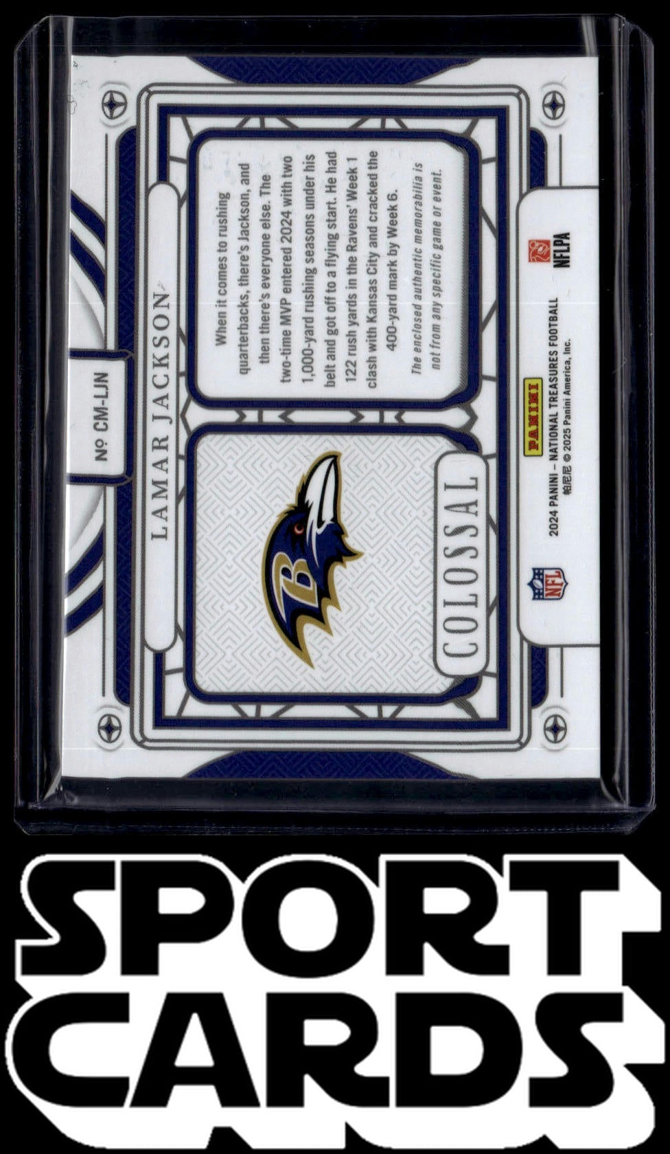 2024 #CM-LJN Lamar Jackson Colossal Materials Prime Holo Silver #/25