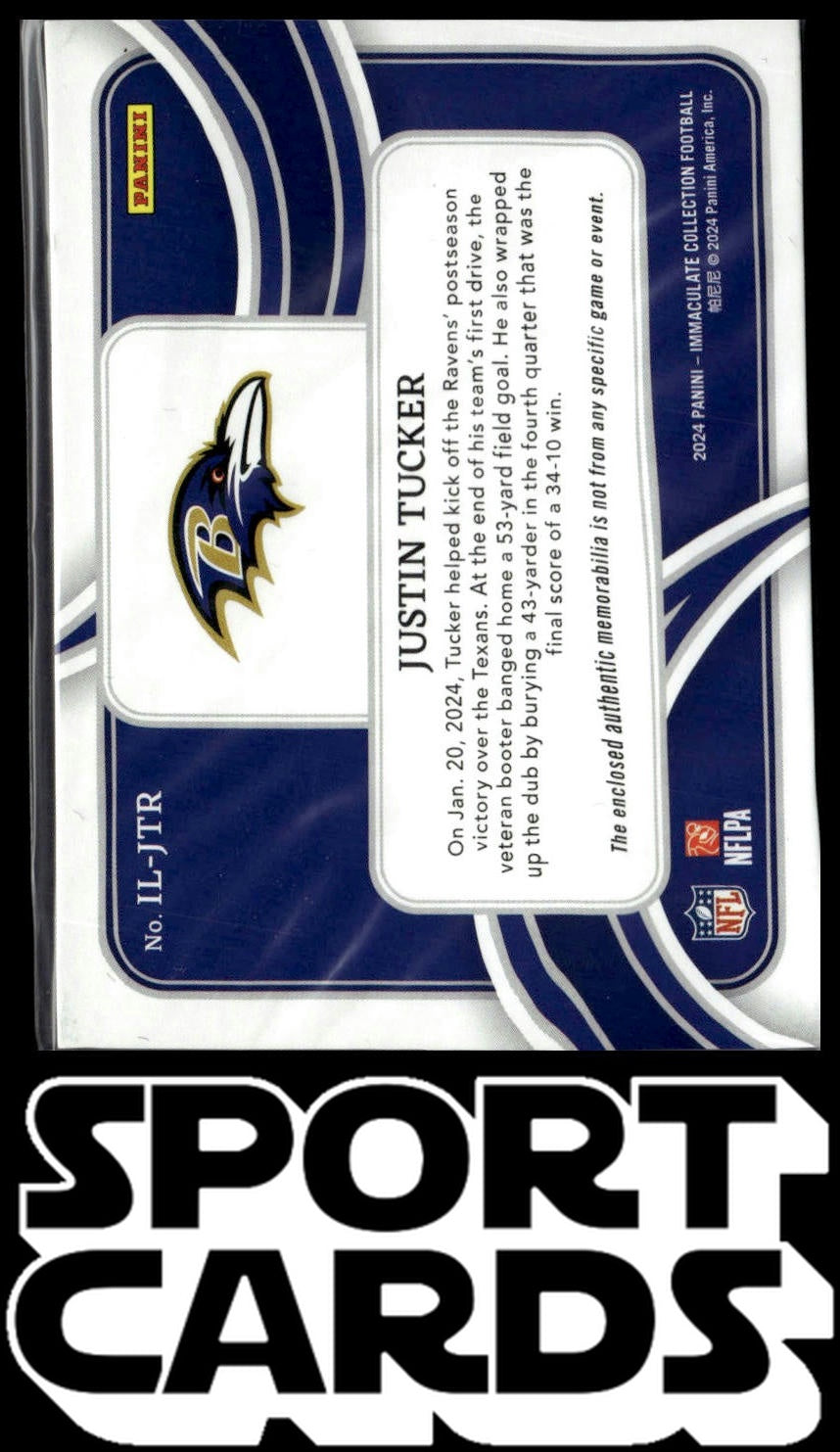 2024 Immaculate Patches #IL-JTR Justin Tucker #/25