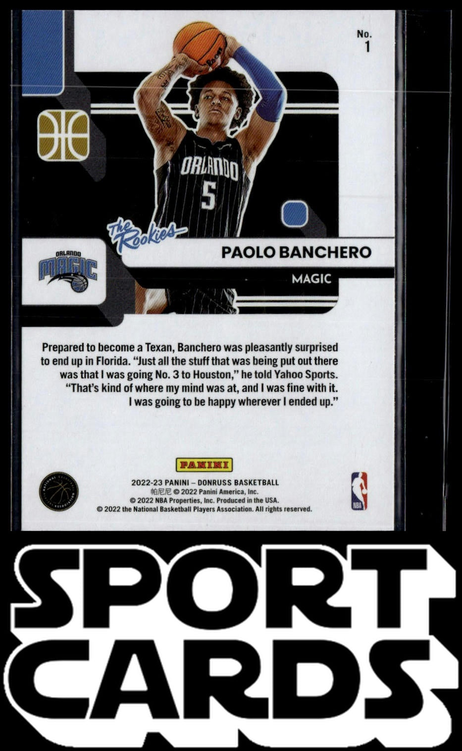 2022-23 Donruss #1 Paolo Banchero The Rookies SportCards.com